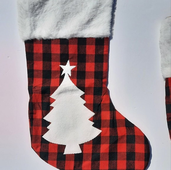 Vintage Checkered Christmas Stockings - Picture 2 of 6